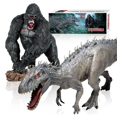 Indominus Rex Vs Giant Mountain Gorilla Figure Set CPSTOYWORLD Dinosaur Jungle - Picture 2 of 13