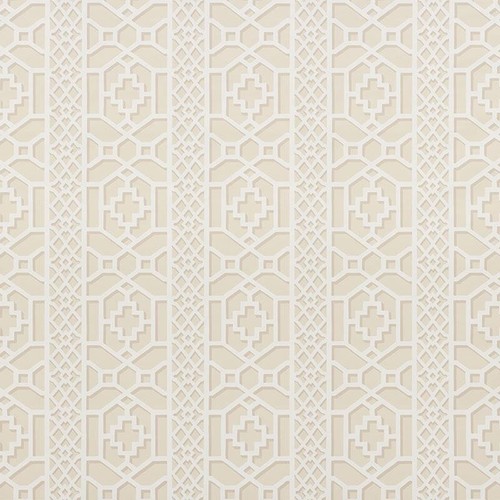 $525 SCHUMACHER Zanzibar Trellis Wallpaper SAND 9yds Sealed Double Roll 5006945 - Picture 3 of 5
