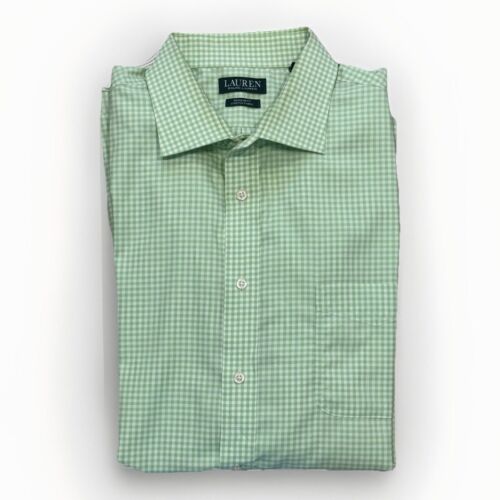 Lauren Ralph Lauren Mens Regular Fit Dress Shirt Green Gingham XXL - 18 - 34/35