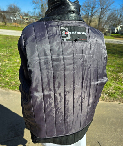Vintage FIRST GEAR MOTORCYCLE BLACK LEATHER JACKET MENS USA SIZE 2XL - Picture 11 of 16