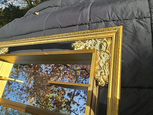 Vintage Shadow Box Mirror Wall Shelves MCM Illinois Moulding Co 24"×17 Hollywood - Picture 7 of 10