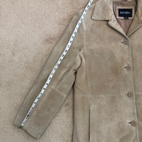 Bernardo Echtleder Wildleder hellbraun große Jacke Blazer Knopfleiste Taschen - Bild 16 von 16