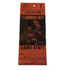AUG 8, 1977 NFL RAIDERS OILERS PRE SEASON STAFF TICKET STUB LESTER HAYES DEBUT