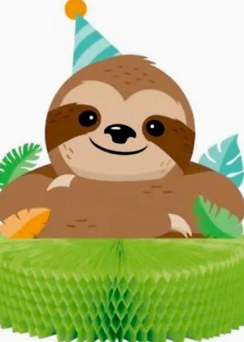 Sloth Party Honeycomb Centerpiece 12" x 9" Paper Sloth Birthday Decorations - Bild 1 von 2
