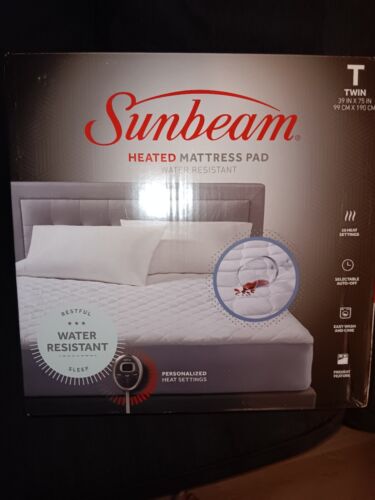 Sunbeam Water-Resistant Heated Mattress Pad for Twin Bed - MSU6STS-T000-12A44 - Picture 1 of 6