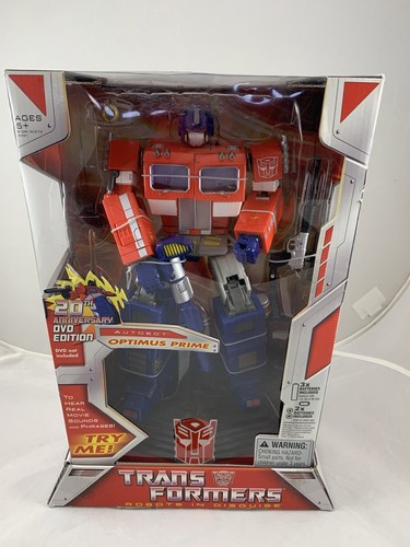 Hasbro Transformers 20th Anniversary DVD Edition Optimus Prime & Talking Stand!!