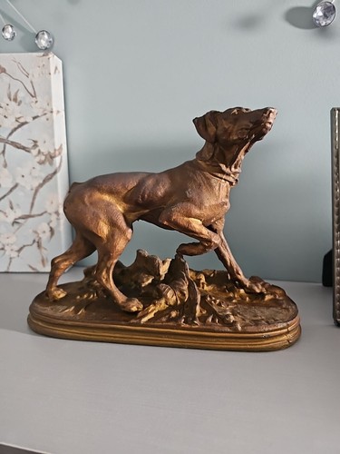 VINTAGE NICHOLAS MULLER & SONS CAST SPELTER POINTER HUNTING DOG SCULPTURE NO 889 - Picture 2 of 9