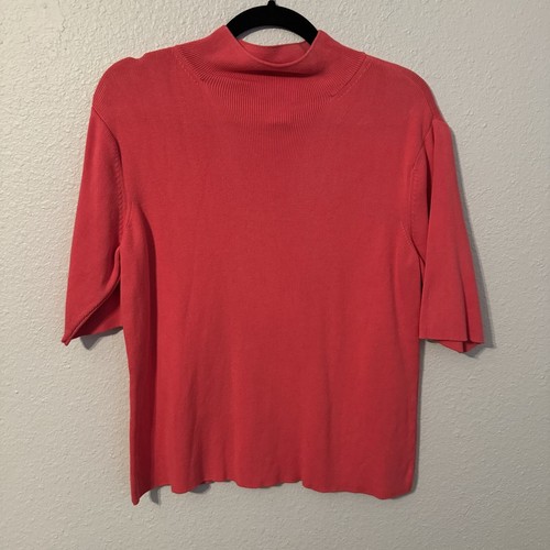 Talbots Sweater Size Medium Pink Cotton Short Sleeves Women’s Sweater - Picture 7 of 12