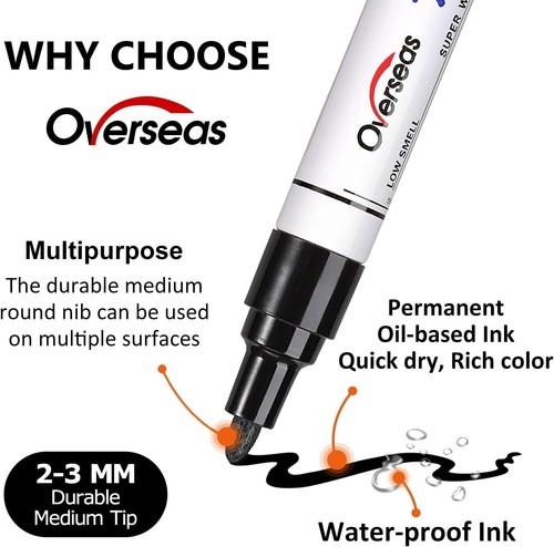 White Oil-Based Paint Markers, 2 Pack - Waterproof for Crafts & DIY Projects - Picture 4 of 9