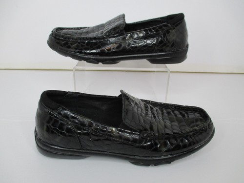 Essence by Aetrex Women's Kimberly Black Patent Leather Faux Croc Loafers 6 M - Picture 2 of 21