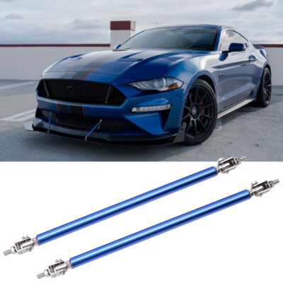 Blue Adjustable Front Bumper Lip Splitter Strut Rods Tie Support Bars 8''-11'' JQ