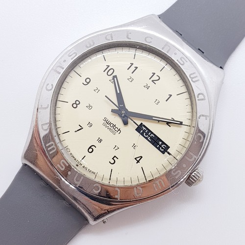 1996 Vintage Swatch Irony Day Date Swiss Made Watch for Men and Women Steel 90s - Picture 12 of 12