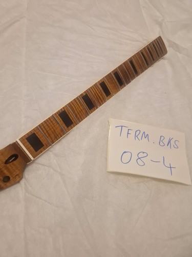 Roasted Flame Maple + Binding + Block Guitar Neck Satin 22 STEEL Fret Skunk UK! - Picture 10 of 17