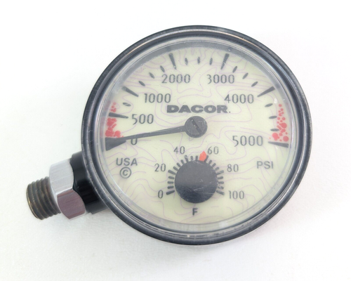 Dacor 5000 PSI SPG Submersible Pressure Gauge Scuba Dive + Thermometer #5303 - Picture 2 of 8