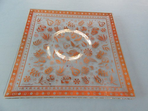 Vintage Georges Briard 22K Gold glass Tray Persian Garden pattern 9 3/4" - Picture 4 of 9
