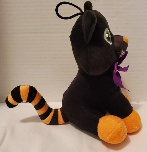 Nanco Halloween Kitty Cat Orange Black Stripe Tail Purple Tie Plush 7" w/tag - Foto 3 di 4