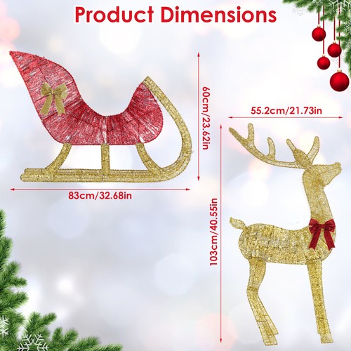 Christmas Reindeer & Sleigh Lighted Toys Christmas Decor Xmas Christmas Gifts US - Picture 2 of 12