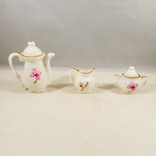 Vtg Lefton Miniature Doll House China Tea Set Pink Floral Porcelain Hand Painted - Picture 4 of 12