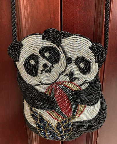 Vintage Beaded Purse Small Panda Bear Handbag Pocketbook - Excellent Beadwork - Picture 2 of 4