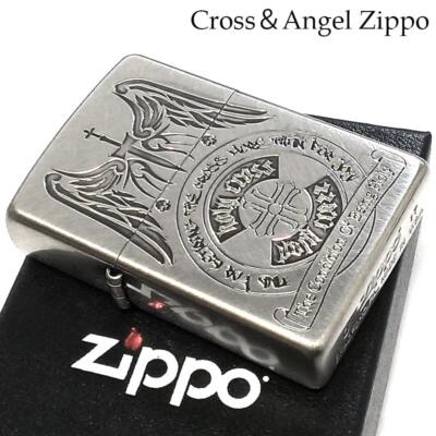 Zippo Cross Angel Silver Etching Engraving One Sided