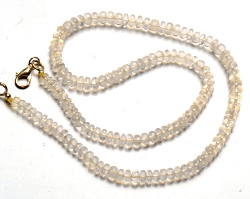 Collana 16" perle forma rondelle misura 4-6 mm quarzo ghiaccio naturale - Foto 4 di 7