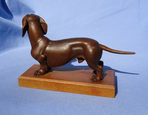 ANRI DACHSHUND ITALY HAND CARVED WOOD DOG 6" figurine labels - Picture 5 of 15
