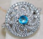 Silver Ring Jewelry Sz 6 U3-7 2Ct Aquamarine & Topaz 925 Solid Sterling