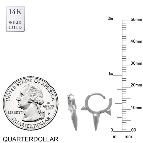 Pendiente Huggie de oro liso real de 14 K con punta de gota CZ lóbulo superior tragus perforación de aro - Imagen 8 de 8