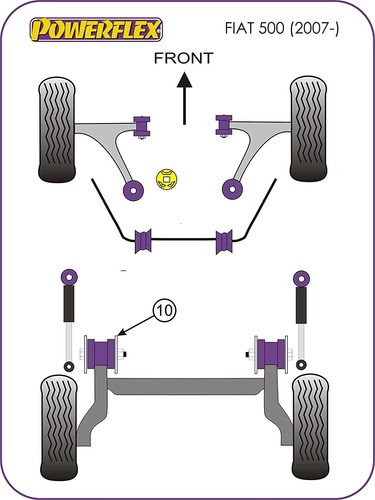 Kit 2 Boccole Silent Block Powerflex Ponte Posteriore Abarth 500 / 595 / 695 1.4 - Imagen 4 de 4