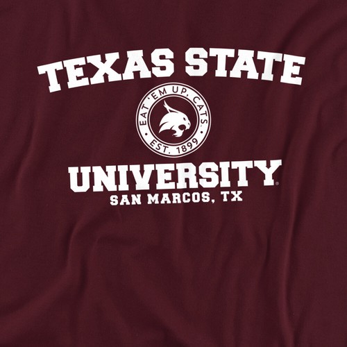 Texas State University Adult T-Shirt Circle Logo, Maroon, S-3XL - Picture 2 of 6