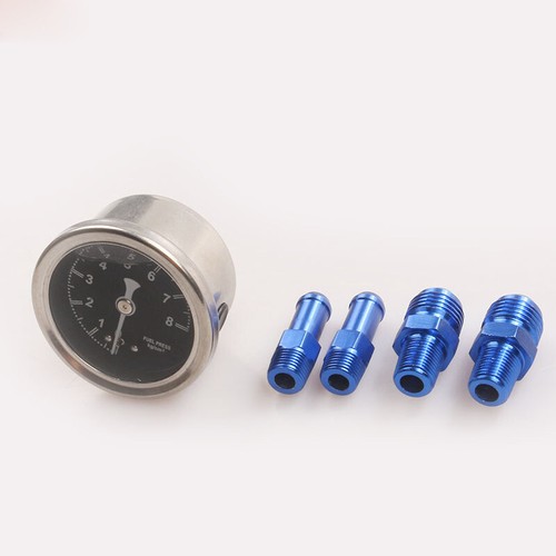 Silver Universal Adjustable Fuel Pressure Regulator with Oil Gauge & End Fitting - Picture 4 of 5