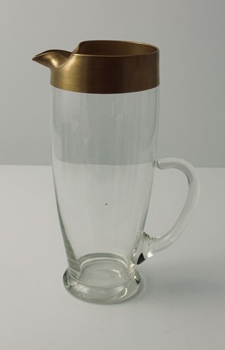 Dorothy Thorpe 22K Gold Rimmed Golden Band Glass Martini Cocktail Pitcher MCM - Picture 4 of 8