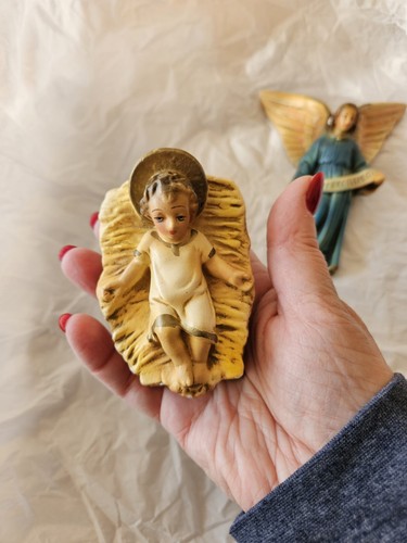 Vtg Chalkware 4 Piece Nativity MARY JOSEPH ANGEL AND BABY JESUS - Picture 11 of 20