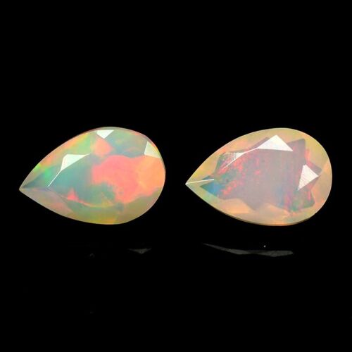 1.55 Ct & 9x6 mm _ MULTI-COLOR PLAY RAINBOW NATURAL OPAL PEAR CUT PAIR GEMSTONES - Imagen 2 de 11