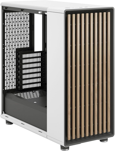 North Chalk White Tempered Glass Clear - Genuine Oak Wood Front - Glass Side Pan - Afbeelding 6 van 8