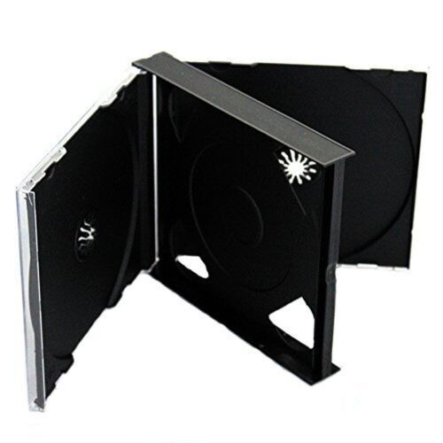 5 x 4 Way Black CD Jewel Case 23mm Spine Holds 4 Discs Replacement case - Afbeelding 24 van 24