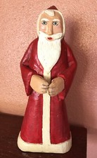 Primitive Folk Art Santa Claus Carved Handpainted 1994 Father Christmas Red Robe