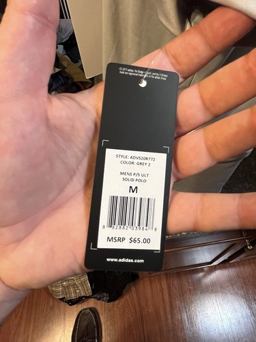 Camisa Polo Adidas Golf Para Hombre Gris Claro Mediana Poliéster Spandex Nueva Con Etiquetas - Imagen 7 de 15