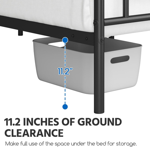 Queen Size Bed Frame Modern Metal Platform Marco De Cama Queen Cabecera Black - Picture 7 of 8