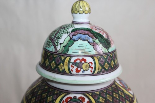 Paire de pots couvert en porcelaine asiatique hauteur 41 cm parfait état - Imagen 3 de 12