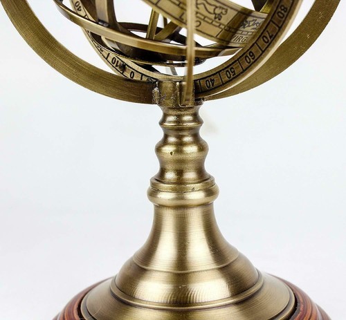 Antique Zodiac Armillary Brass Sphere Beautiful Design Globe Wooden Display Gift - 第 3/6 張圖片