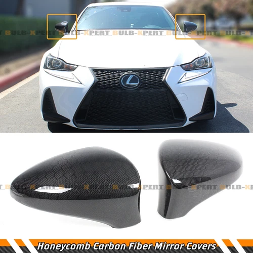 FOR 2014-2020 LEXUS IS200 300 350 HONEYCOMB CARBON FIBER SIDE MIRROR COVER CAP