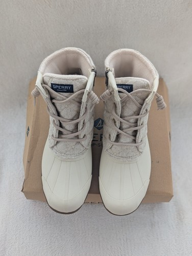 Size 7 Women's Sperry Syren Gulf Wool Qlt Ivory Lace Up Boots - Picture 3 of 8