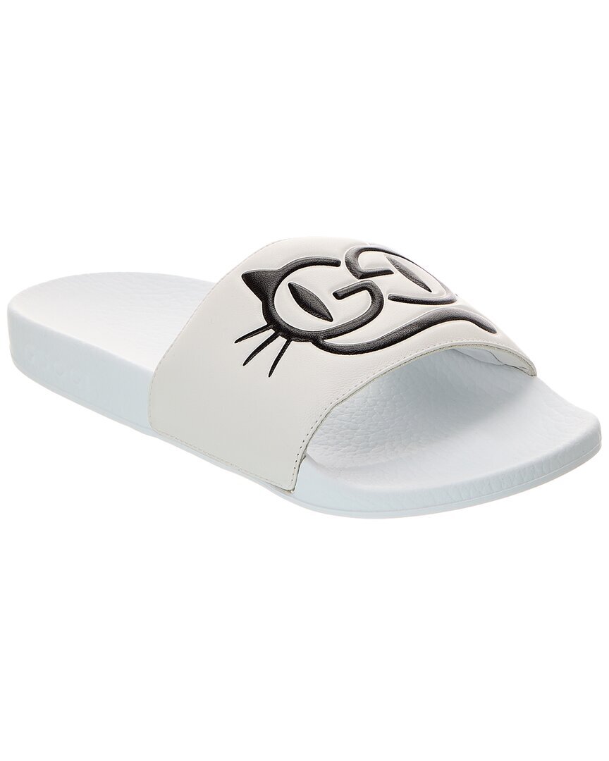 Женские кожаные горки с логотипом Gucci Kitty