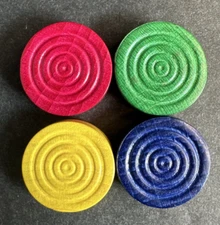 Parcheesi 1975 Selchow Righter Wood Replacement Pieces 4 Round Tokens