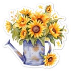Sunflowers Watering Can, Vinyl Decal Sticker, Indoor Outdoor, 3 Sizes, #11170