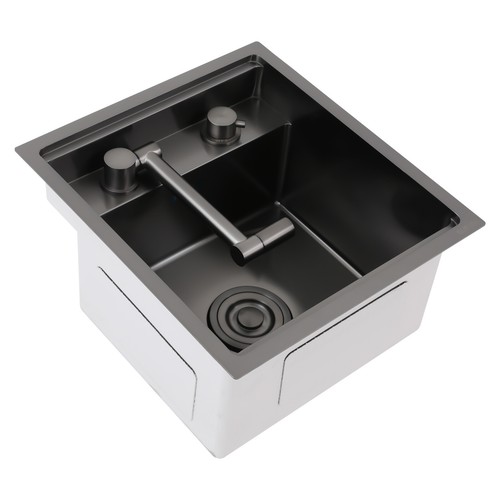 Hidden Kitchen Sink Single Bowl Bar, Small Size Sink, Stainless Steel Black NEW - Picture 12 of 16