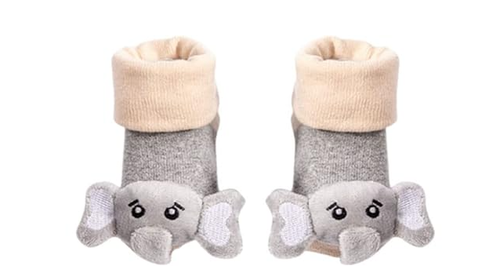 Toddler Cotton Rattle Socks Sensory Foot Finder Animal Baby Infant Nonslip Socks - Picture 12 of 13