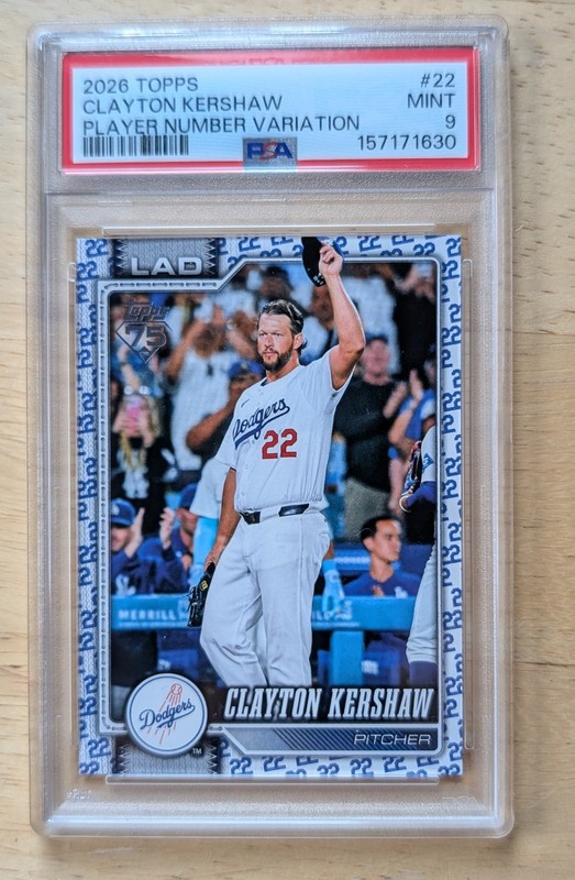 2026 Topps 22 CLAYTON KERSHAW Player Number Variation SSP only 22! Dodgers PSA 9