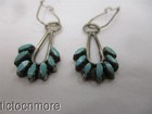 VINTAGE ZUNI INDIAN PETIT POINT TURQUOISE MAIZE NEEDLEPOINT DANGLE EARRINGS — photo 3